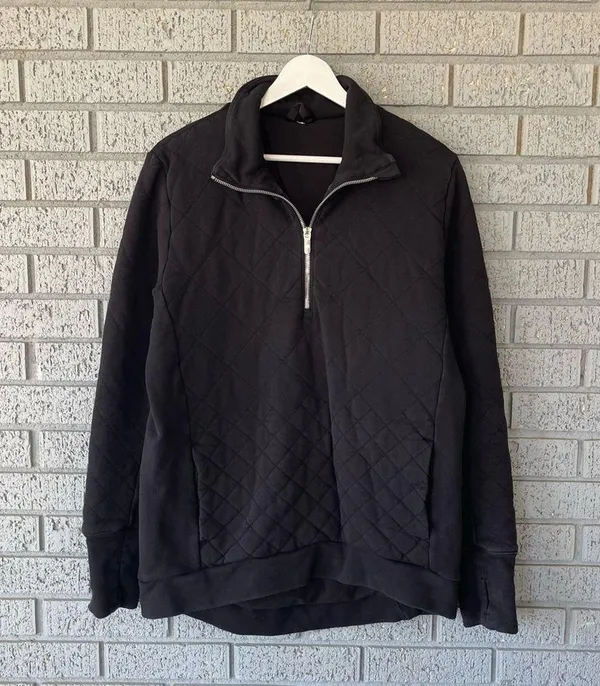Lululemon Forever Warm Pullover Quilted Black Size 10 - Image 4