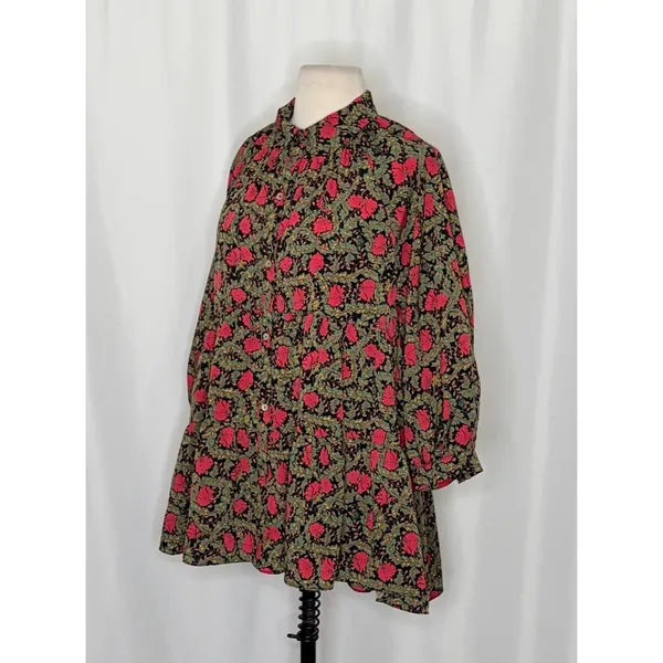 Anthropologie ERI + ALI Iona Floral Soft Swing Blouse Tiered Top Shirt Medium - Image 5