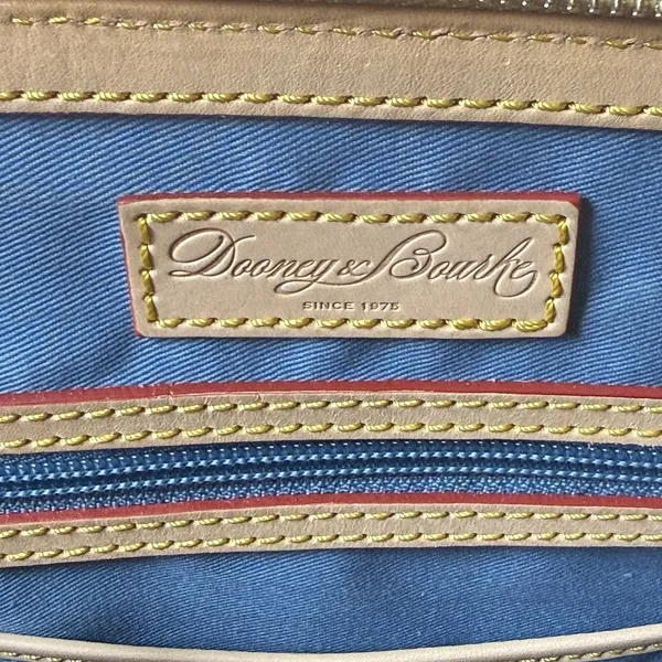 Dooney & Bourke Patent Leather Satchel Bag Oyster Taupe Authentic Neutral - Image 5
