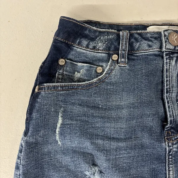 NEW Sz 26 2 One Teaspoon Free People Mini Denim Jean Skirt Blue Distressed - Image 2