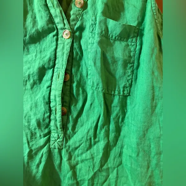 Anthropologie Pilcro Green Sleeveless Ruffle Hem Linen Mini Dress - Image 6