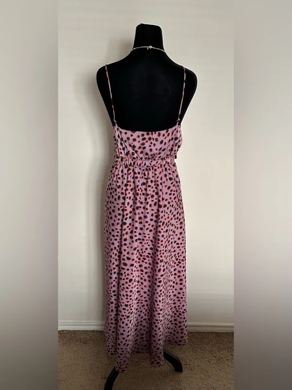 Vici Pink & Black Leopard Print Cutout Knot Maxi Dress Size L - Image 2