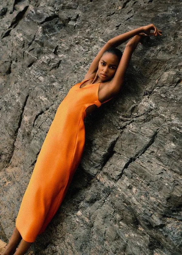 Zara dress maxi midi hot orange satin effect wedding party cocktail - Image 17