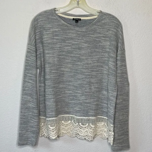 Hannah Top With Lace Trim‎ Gray - Image 10