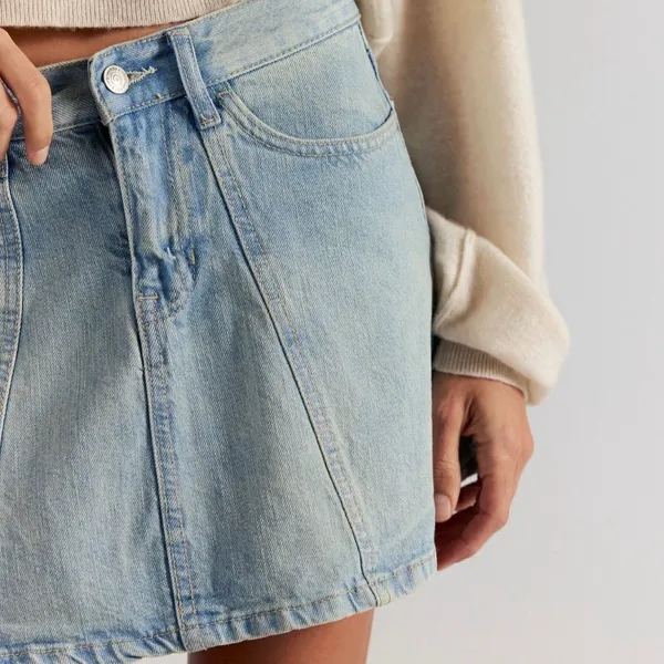 NWT Free People Hometown Denim Mini Skirt in Good Old Days - Image 4