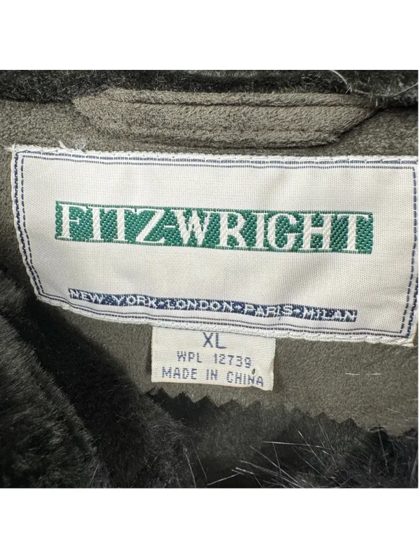 Olive Green Hooded Penny Lane Jacket Faux Shearling Fur Lined Embroidery XL NEW - Image 4