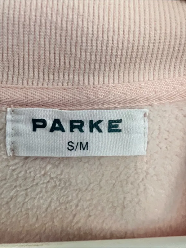 Parke Heart Varsity Mockneck Sweatshirt In Peony And Denim Size S/M - Image 3