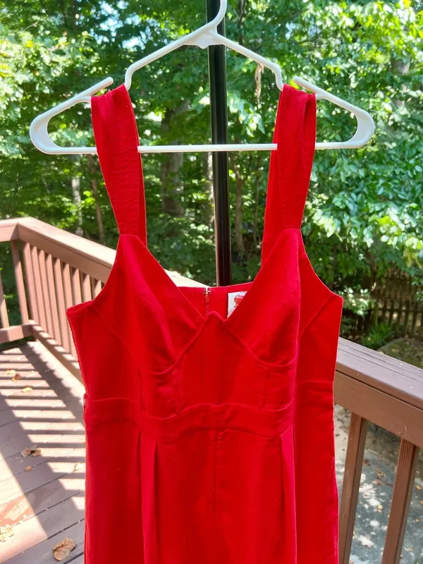 NWOT Farm Rio Red Linen Blend Wide-Leg Jumpsuit Size S - Image 4