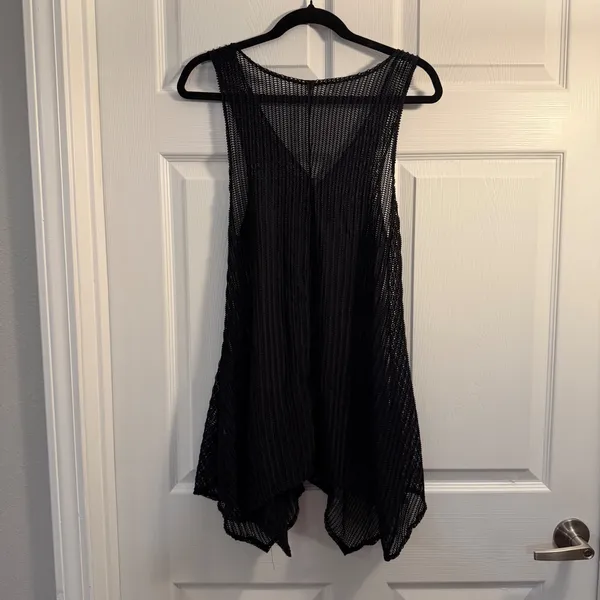 Paradise Crochet Knit Vest Black S/M Boho Festival Beach Coverup‎ Casual - Image 5
