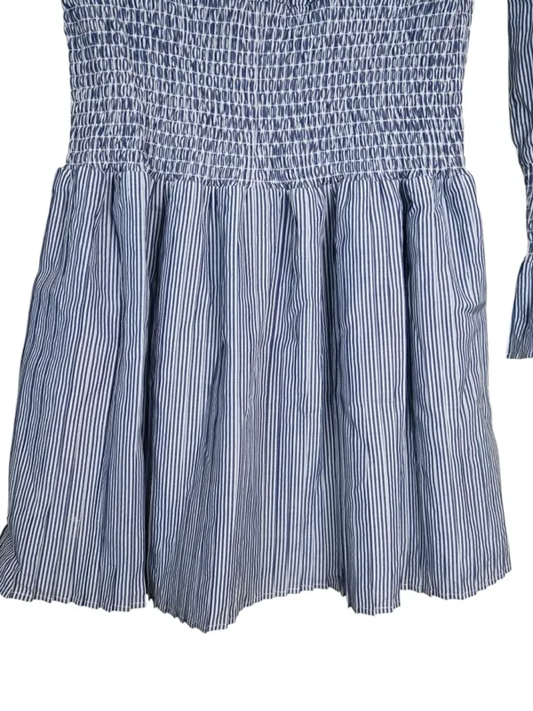English Factory Women's M Striped Long Sleeve Smocked Waist Lined Mini Dress - Image 6