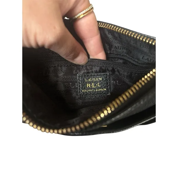 Lauren Ralph Lauren Black Crossbody Bag Purse‎ Adjustable Strap Casual - Image 6