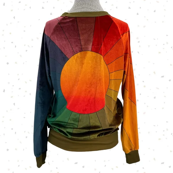 Aviator Nation Sweatshirt Rainbow Sunburst Velvet Crew Pullover Retro Size XS - Image 2