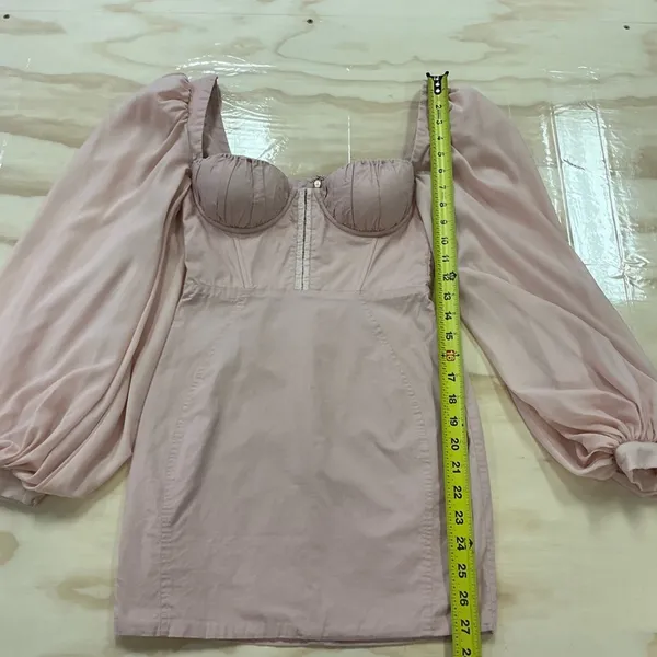 Oh Polly Pink Corset Top Balloon Long Sleeve Bodycon Mini‎ Dress Sz 2 - Image 13