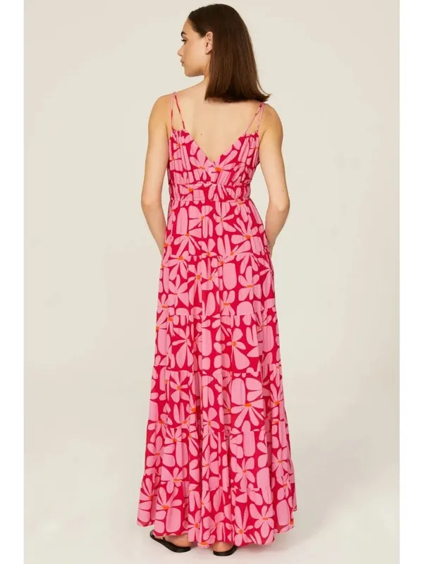 Hutch Swing Maxi Dress in Pink Red Medium Womens Long floral gown - Image 2