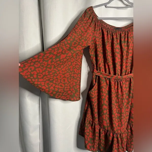 Vici Orange and Green Cheetah Print Dress XL - Image 4
