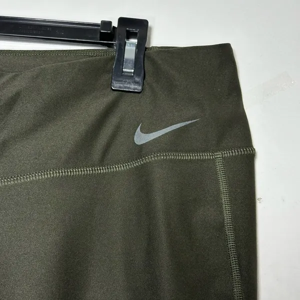 Nike Dri-FIT Olive Green Mesh Panel Crop‎ Leggings Womens XL Activewear - Image 5