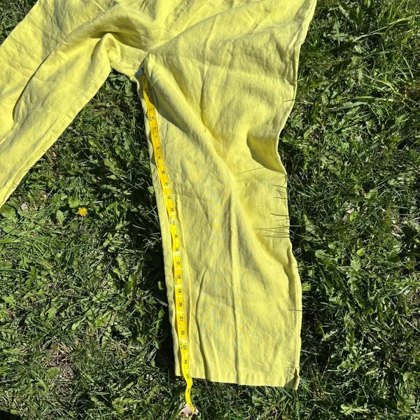 Vintage Yellow Linen Tailored Cropped Pants Size 18W - Image 6