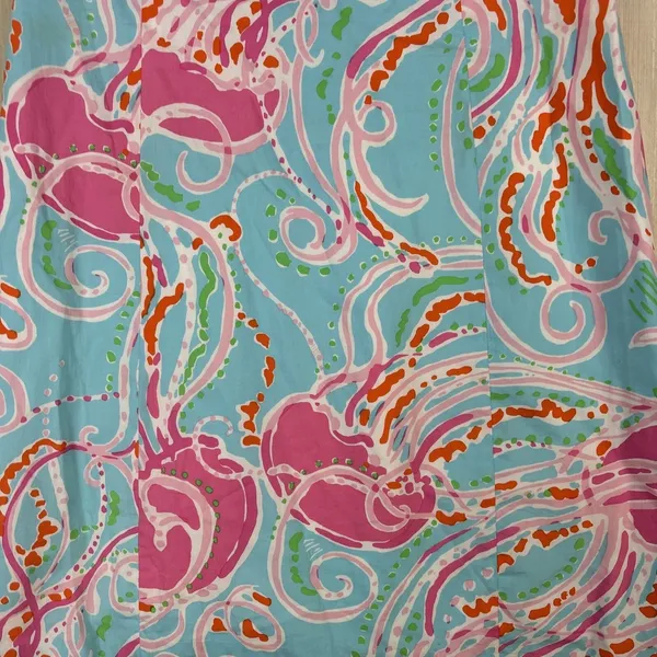 Lilly Pulitzer Blue Pink Abstract Soutache V-Neck Shift Dress Size‎ 0 - Image 3