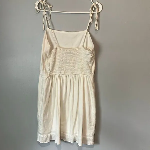 Abercrombie & Fitch Linen Blend Knee Length Dress Large White #784 - Image 6
