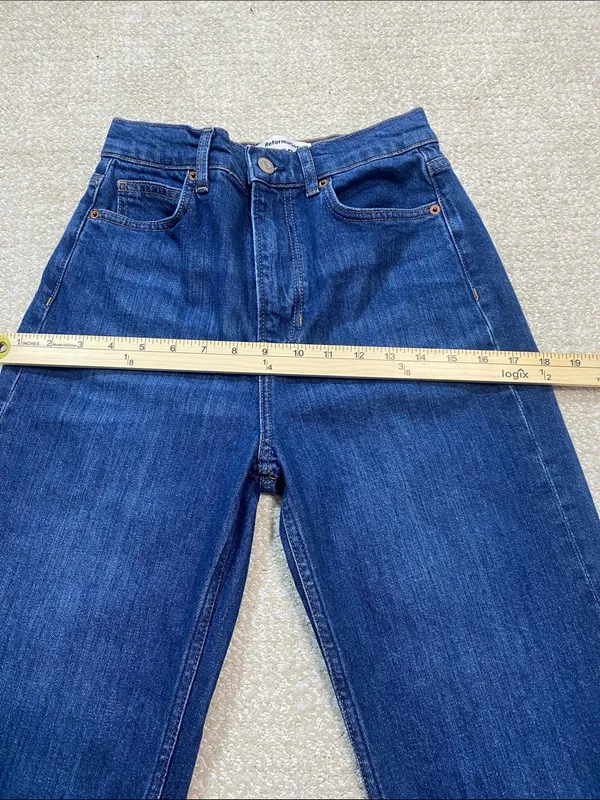Reformation Dark Blue Wide-Leg Jeans Size 26 - Image 11