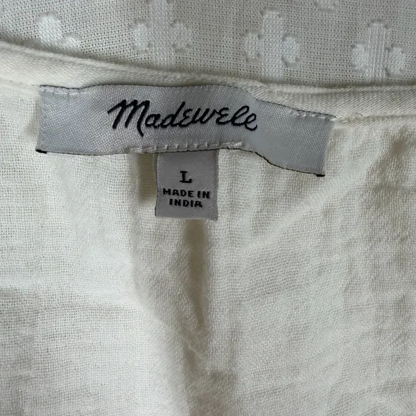 Madewell White Cotton Cropped‎ Tie Front Top - Image 2