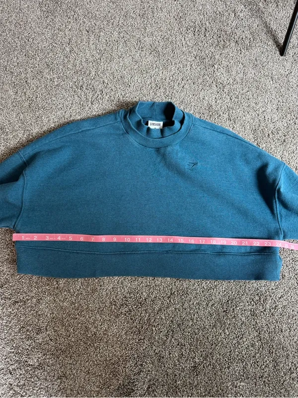 Gymshark Teal Blue Cropped Oversized Sweatshirt Pullover Women’s Medium - Image 4