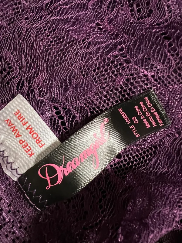 Purple Stretch Plunging Scalloped Lace Teddy - Image 10