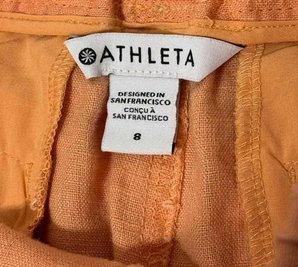 Athleta Cabo Linen 4" Short Size 8 Orange Summer Beach - Image 4