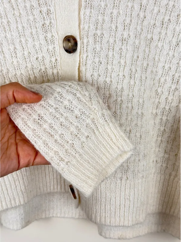 Madewell Mayfair Sweater Cardigan Antique Cream Alpaca Blend XXS Textured Knit - Image 9