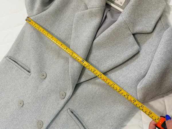 Abercrombie & Fitch Gray Double Breasted Coat S Old Money Quiet Luxury Preppy - Image 9