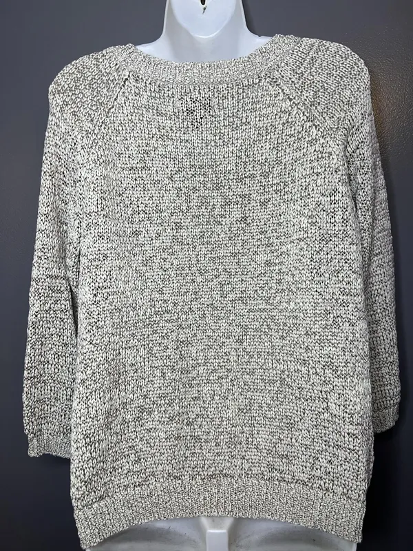 Sonoma Life + Style Sweater Womens XL Beige Marled Knit Scoop Neck Pockets - Image 5