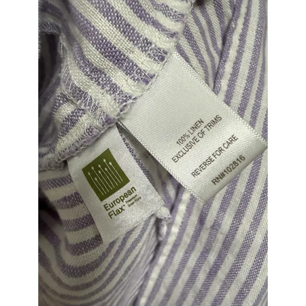 Garnet Hill Suns Out linen relaxed popover shirt dress striped purple Medium - Image 6