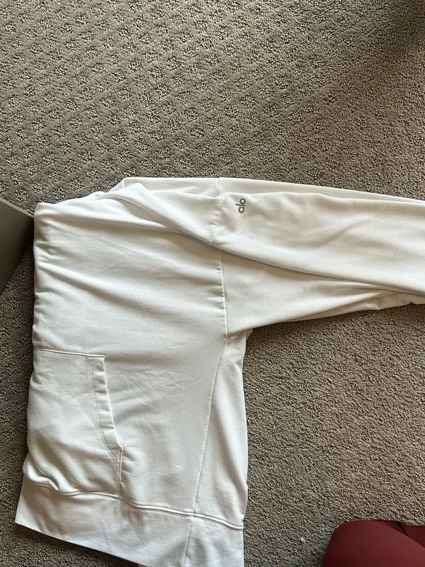 Alo White Hoodie Yoga Open Back - Image 4