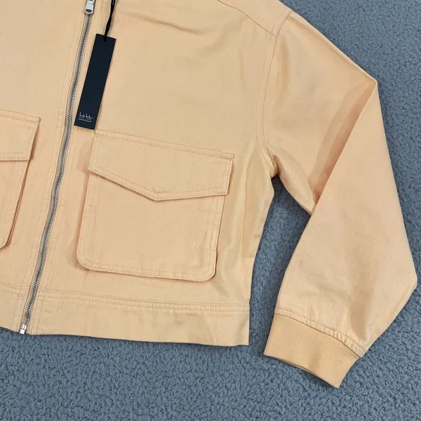 Nicole Miller Cropped Bomber Jacket Women M Orange Utility Full Zip NWT‎ - Image 2