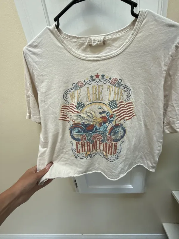Altar'd State We Are The Champions Motorcycle Graphic Cropped T-Shirt Size S - Image 3
