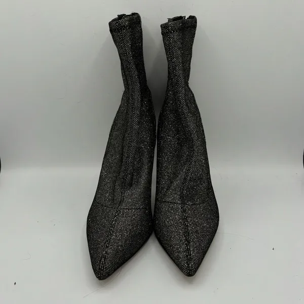 Jewel‎ Badgley Mischka Black Glitter Sock Bootie Size 6.5 Spike Heel Retro Glam - Image 2