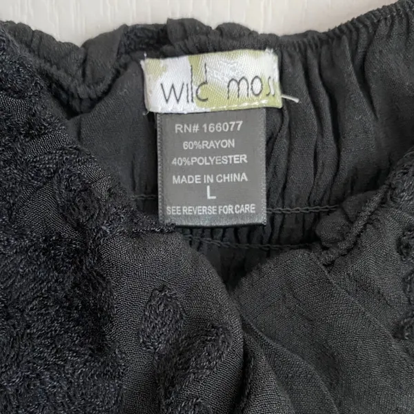 Wild Moss Womens Smocked Body‎ Mini Dress Black Floral Embroidered Ruffle L NWT - Image 5