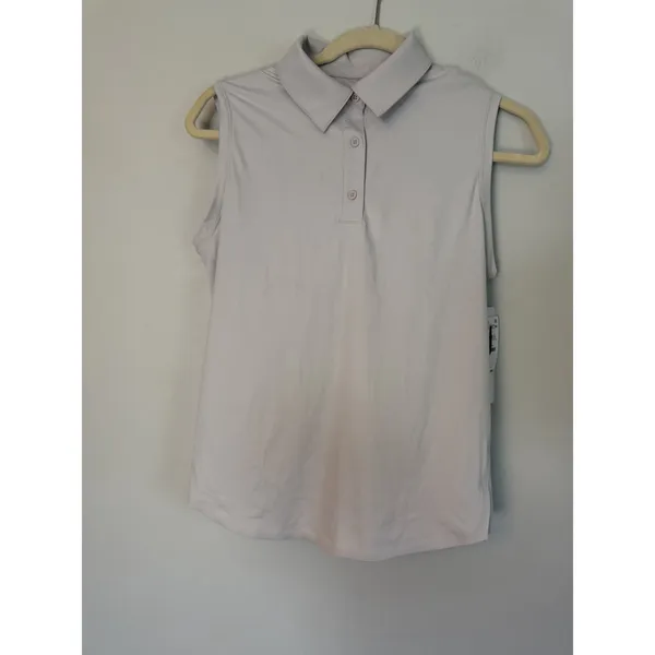 Rhône Women's Course To Court Sleeveless Polo Gray Lavender Sz M Polo NWT $88 - Image 2