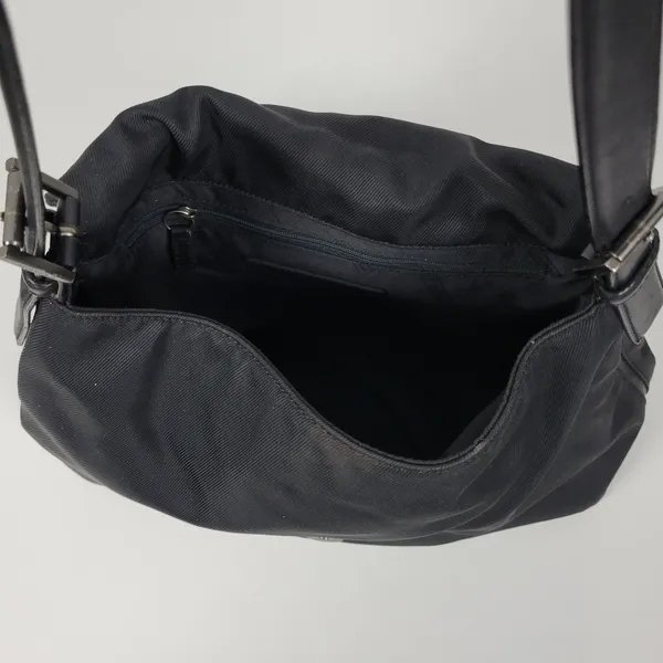Vintage Coach Mercer 7424 Women Shoulder Bag Black Nylon Leather Twill Flap - Image 9