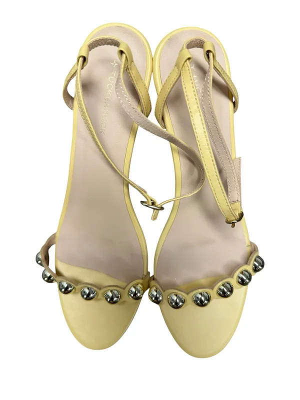 Tuckernuck Ava Heels Open Toe Ankle Strap Sandals Light Butter Yellow 6.5 $275 - Image 8