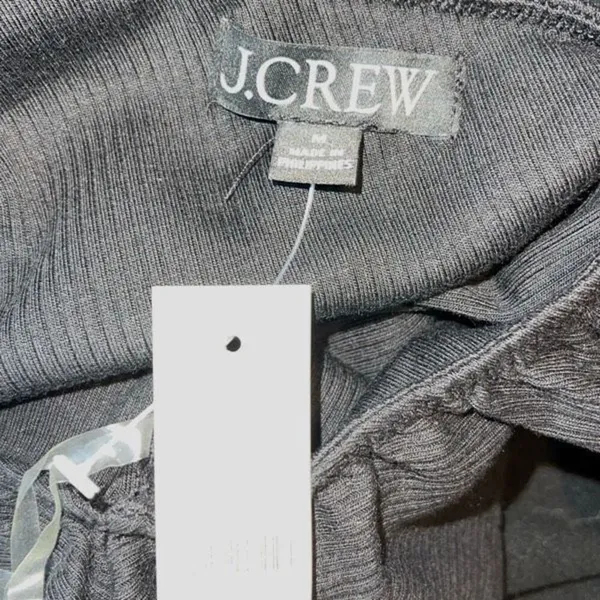 J.Crew Womens Ribbed Ruffled Neck One Shoulder Top Blouse Black‎ Size Medium NWT - Image 7