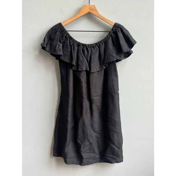 Tommy Bahama NWT Linen Dye Off the Shoulders Dress Black Size Small - Image 8