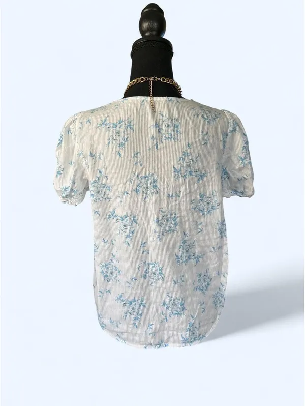 American Vintage Vintage Y2K Cottagecore Prairie Embroidered Peasant 100% Cotton Top Size Medium - Image 4