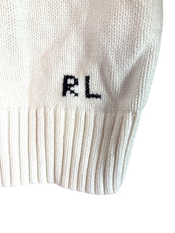Polo Ralph Lauren Cotton Bear Long Sleeve Crew Neck Pullover in Ivory Large Wome - Image 7