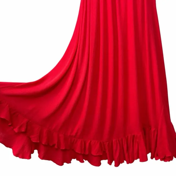 Free People Adella Lace Maxi Dress Red Romantic Boho Chic Crochet Strappy Small - Image 12