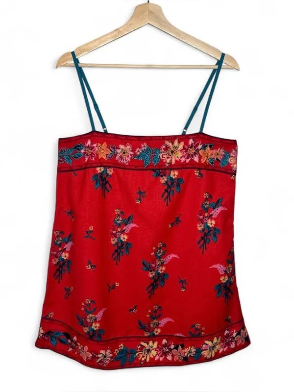 NEW Free People Bali Take Me With You Embroidered Mini Shift Dress in Red - Image 4