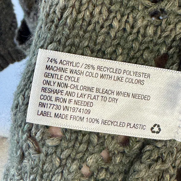 Knox Rose Olive Green Pointelle Knit Open Front Duster Cardigan Sweater Small - Image 7