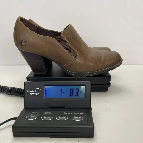 Born Shoes Gertrude Ankle‎ Booties Block Heel Pull On Brown Leather Women's 8 - Image 13