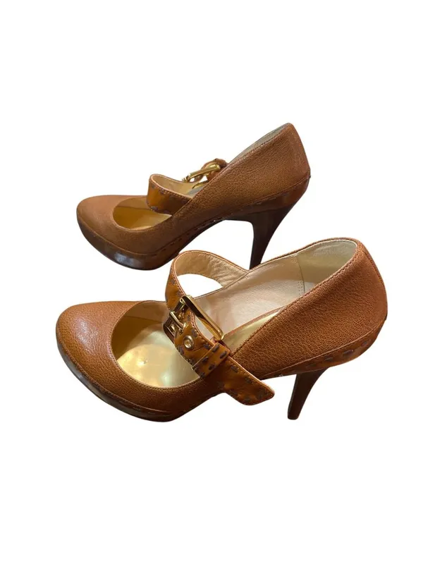 Michael Kors wms brown leather pebbled stilleto 5" heels shoes sz 8M SKU 10-404 - Image 4