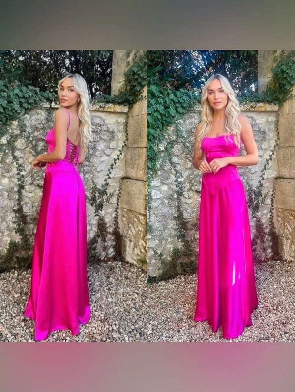 HOUSE OF CB 'Anabella' Fuchsia Lace Up Maxi Dress Pink - Image 2